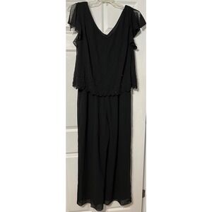 Another Thyme Beaded Party Jumpsuit Wide Leg Formal Occasion Evening‎ Black 16W
